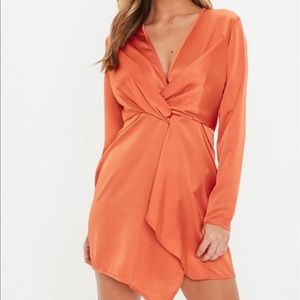 Missguided rust wrap dress